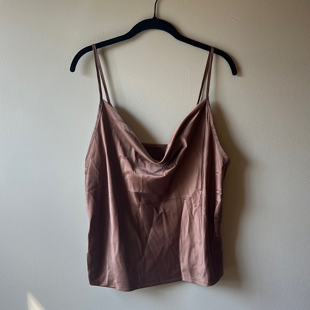 Fashion Nova Gold Silk Top, Size M